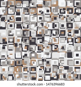 Seamless pattern made up of concentric squares with chaotic coloring. Exotic camouflage.