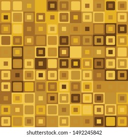 Seamless pattern made up of concentric squares with chaotic coloring. Autumn colors are orange, yellow, red and brown.