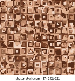 Seamless pattern made up of concentric squares with chaotic coloring. Copper camouflage. Shades of red and brown.