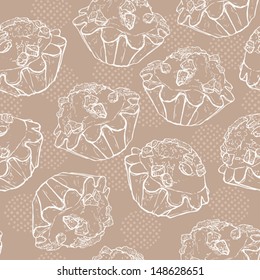 seamless pattern made with cupcakes, food background