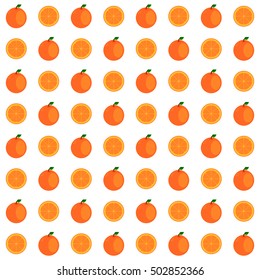 Seamless pattern made of cute and colorful flat orange.