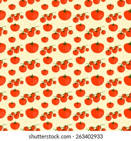 Seamless pattern made of cute flat vegetables. Cute and colorful.