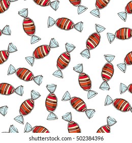 Seamless pattern made of cute sweet hand drawn candy.