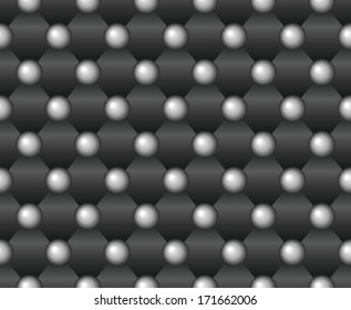 Seamless pattern made from dark squares and white pearls