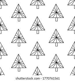 Seamless pattern made from doodle abstract fir trees. Isolated on white background. Vector stock illustration.
