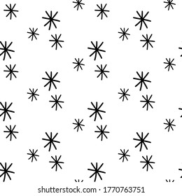 Seamless pattern made from doodle abstract snowflakes. Isolated on white background. Vector stock illustration.