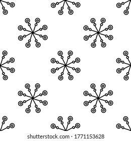 Seamless pattern made from doodle abstract snowflakes. Isolated on white background. Vector stock illustration.