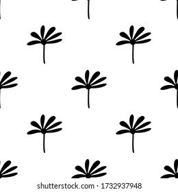 Seamless pattern made from doodle chamomile flowers. Isolated on white background. Vector stock illustration.