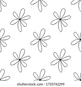 Seamless pattern made from doodle chamomile flowers. Isolated on white background. Vector stock illustration.