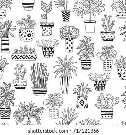 Seamless pattern made of doodle plants 