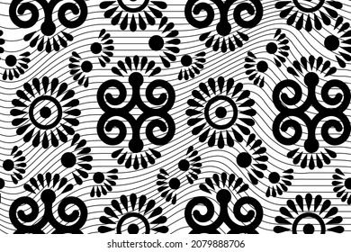 Seamless Pattern made in ethnic style, tribal motifs. Aztec textile print. Perfect for site backgrounds, wrapping paper and fabric design. Vector illustration in black and white color