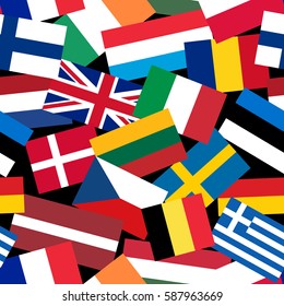 Seamless pattern made of European Union counties flags.