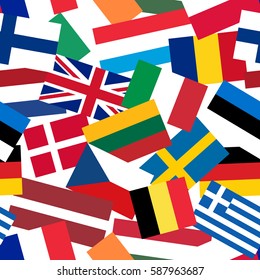 Seamless pattern made of European Union counties flags.