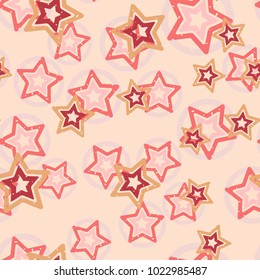 Seamless pattern. Made up of five-pointed stars and circles.