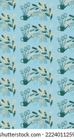 Seamless pattern made of floral botanical elements, lovely organic palette, vector quality