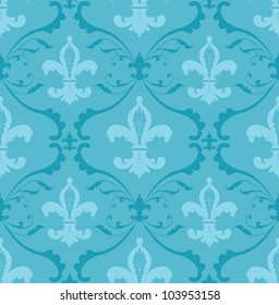 Seamless pattern made of floral ornaments and fleur de lis