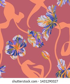 Seamless pattern made of flowers. Vector tulips background. Floral illustration for fashion design, bedding, fabric, textile, wallpaper, wrapping, surface, clothes