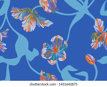 Seamless pattern made of flowers. Vector tulips background. Floral illustration 