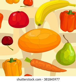 seamless pattern made of fruits and vegetables