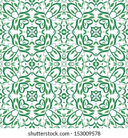 Seamless pattern made of green lines and leaves