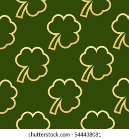 Seamless pattern made from green shamrocks isolated on white background. Vector illustration