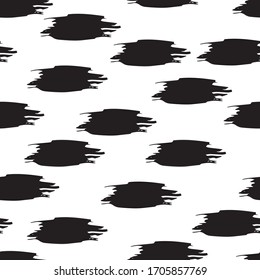 Seamless pattern made of grunge ink blobs, spots and different lines, mask added, editable, you can easily change color of elements or background color