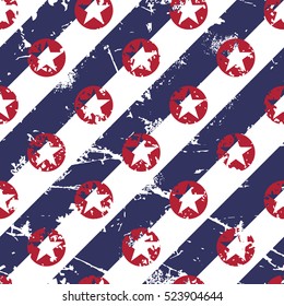 Seamless pattern made from grunge lines and stars in circles