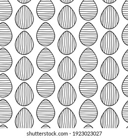 Seamless pattern made from hand drawn Easter eggs illustration. Isolated on a white background.