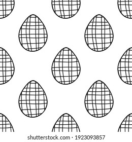 Seamless pattern made from hand drawn Easter eggs illustration. Isolated on a white background.