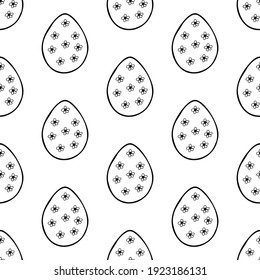 Seamless pattern made from hand drawn Easter eggs illustration. Isolated on a white background.