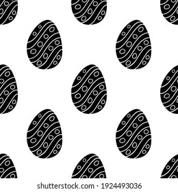 Seamless pattern made from hand drawn Easter eggs illustration. Isolated on a white background.