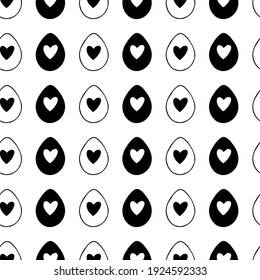 Seamless pattern made from hand drawn Easter eggs illustration. Isolated on white background.