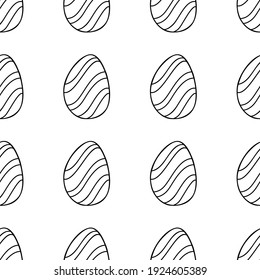 Seamless pattern made from hand drawn Easter eggs illustration. Isolated on a white background.