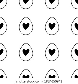Seamless pattern made from hand drawn Easter eggs illustration. Isolated on white background.