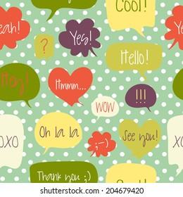 Seamless pattern made of hand drawn speech bubbles. Used for wallpaper, pattern fills, web page background,surface textures.