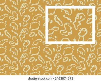 Seamless pattern made of hand drawn curvy maculas (spots). Two size of pattern: bigger and smaller. Abstraction. Ochre background (backdrop). Vector illustration.