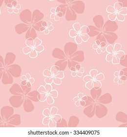 Seamless pattern made from hand drawn flowers on the pink background. Vector illustration