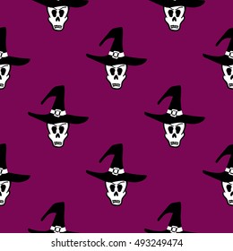 Seamless pattern made from hand drawn witches. Vector illustration. Can be used for wrapping or wallpaper or in textile.