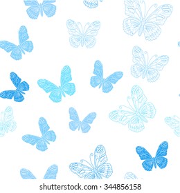 Seamless pattern made of ice butterflies