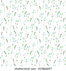 Seamless pattern made of  illustrated bluet  flowers