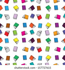 Seamless pattern made of illustrated colorful books