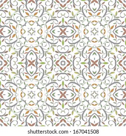 Seamless pattern made of illustrated colorful leaves 