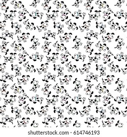 Seamless  pattern made of illustrated dogs on white