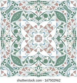 Seamless pattern made of illustrated floral elements - like Portuguese tiles