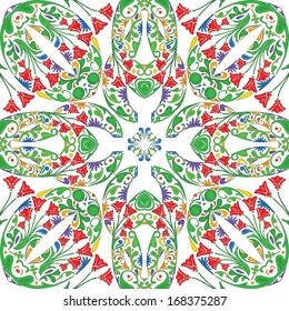 Seamless pattern made of illustrated floral elements