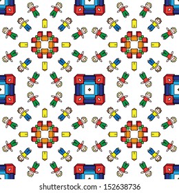 Seamless pattern made of illustrated toys