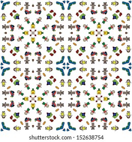Seamless pattern made of illustrated toys