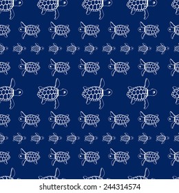 Seamless pattern made of illustrated turtles