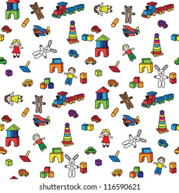 Seamless pattern made of illustration of toys