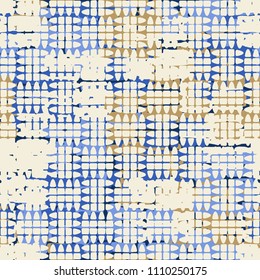 A seamless pattern made up of inaccurate multicolored rectangles arranged in random order. Texture in camouflage style. Above the picture is a regular pattern of broken ovals.